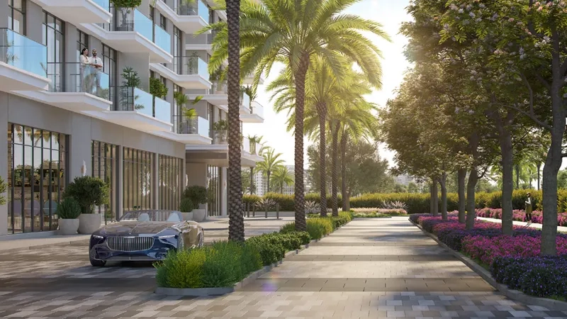 Modern villa community at Parkside Hills featuring serene parks and open spaces